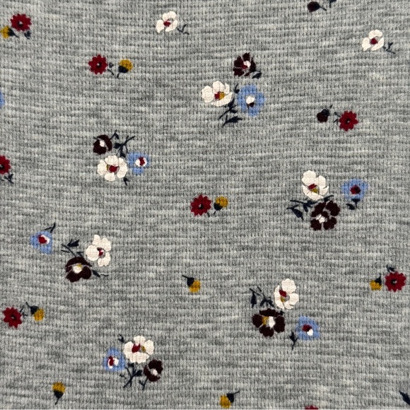 L.L. Bean Floral Union Suit Pajamas M Gray Thermal Henley - Picture 3 of 6